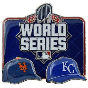 MLB LAPEL PIN WORLD SERIES 2015 KANSAS CITY KC ROYALS VS NY METS TEAM MATCH UP
